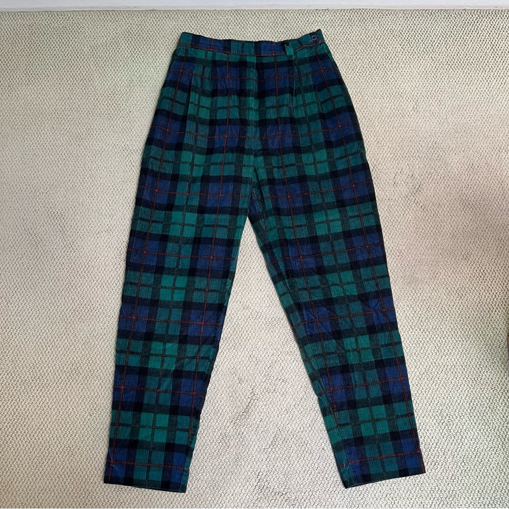 Vintage Corduroy Plaid Trousers